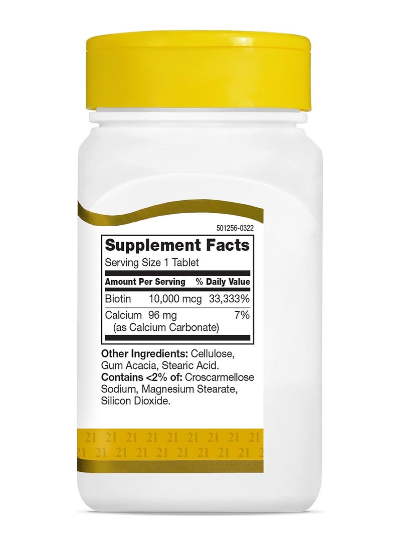 21st Century Biotin 10000 Mcg Vitamin Supplement - 120 Tablets - Image 2